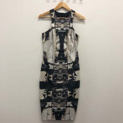 Saba Womens  Size 8 Midi Dress Black  / White 
