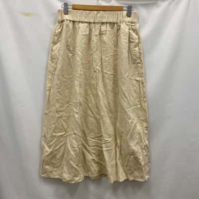 Target Women's Linen Blend Long Skirt With Pockets Size 10 Beige 