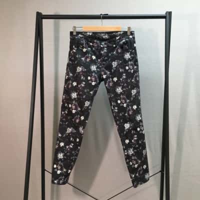 FC Jeans - Skin Tight Jeans - Black with Purple Floral Design - Size 12