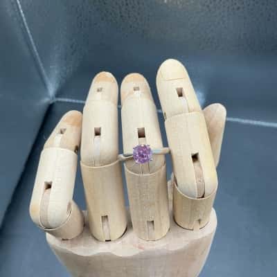  Womens Ring Silver with Pink Stone