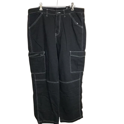 Divided H&M 100% Cotton Black with Contrast Stitching Cargo Pant