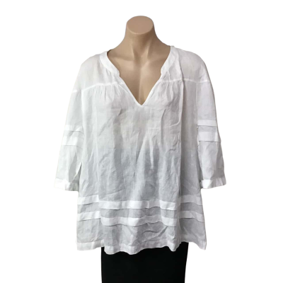 Sussan Womens Size 16 White 3/4 Sleeve Top 