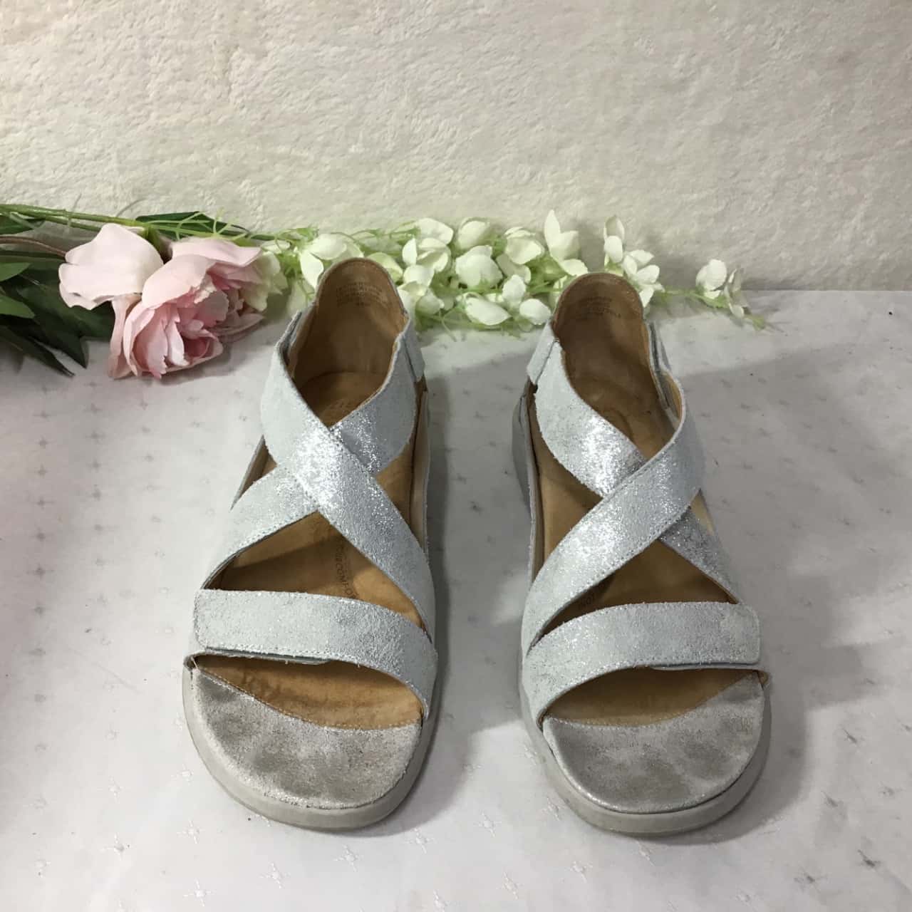 Issy Toes Ziera Super Support Womens Size 44W βIssyβ Silver Dusty Leather Sandals