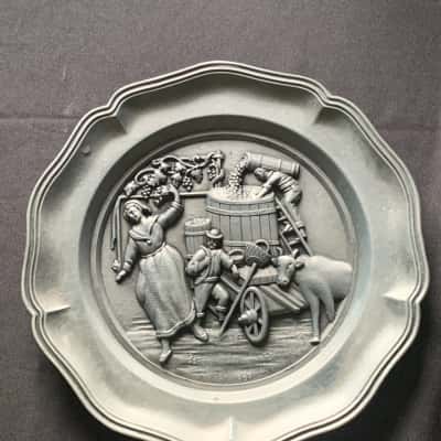 Vintage Decorative Pewter Plate