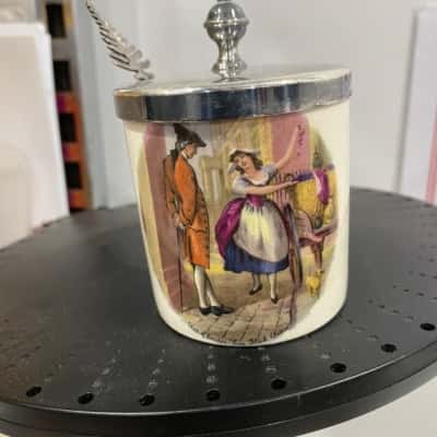 Staffordshire Condiment  Container w/spoon