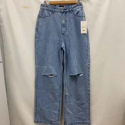 RVCA Women's Ripped Cotton Denim Pants Size 28 Blue RRP$100