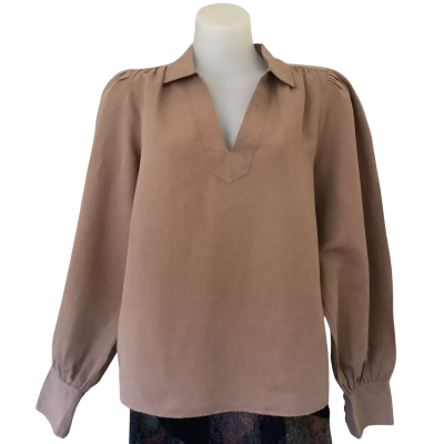 BNWT* Seed Heritage  Collared Billow Blouse.  Chocolate Malt.  Size 12 