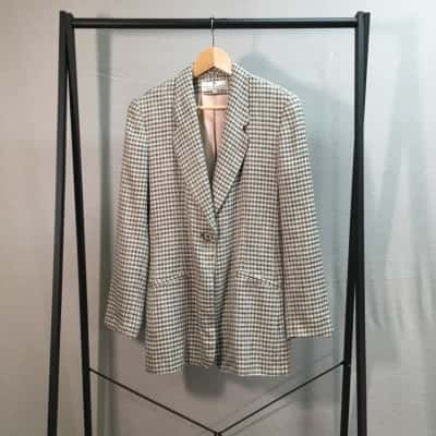 The Works Saks Fifth Avenue Womens  Size 10 Blazer Black  / Checked / White 