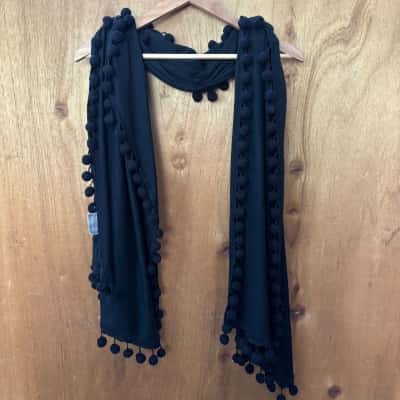Witchery Black Scarf With Poms 