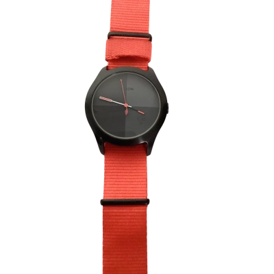 Nixon "The Quad" Mod Surf Watch – Neon Orange Nylon Strap – New Battery & Working!