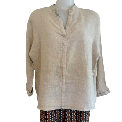 The Shanty Corporation  Vintage Beige Linen Top.  Size S/M