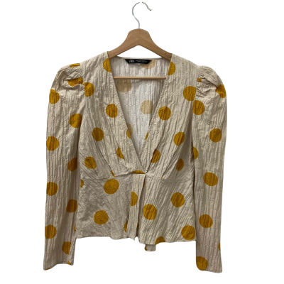Zara Womens  Size M Long Sleeve Top Polka Dot 