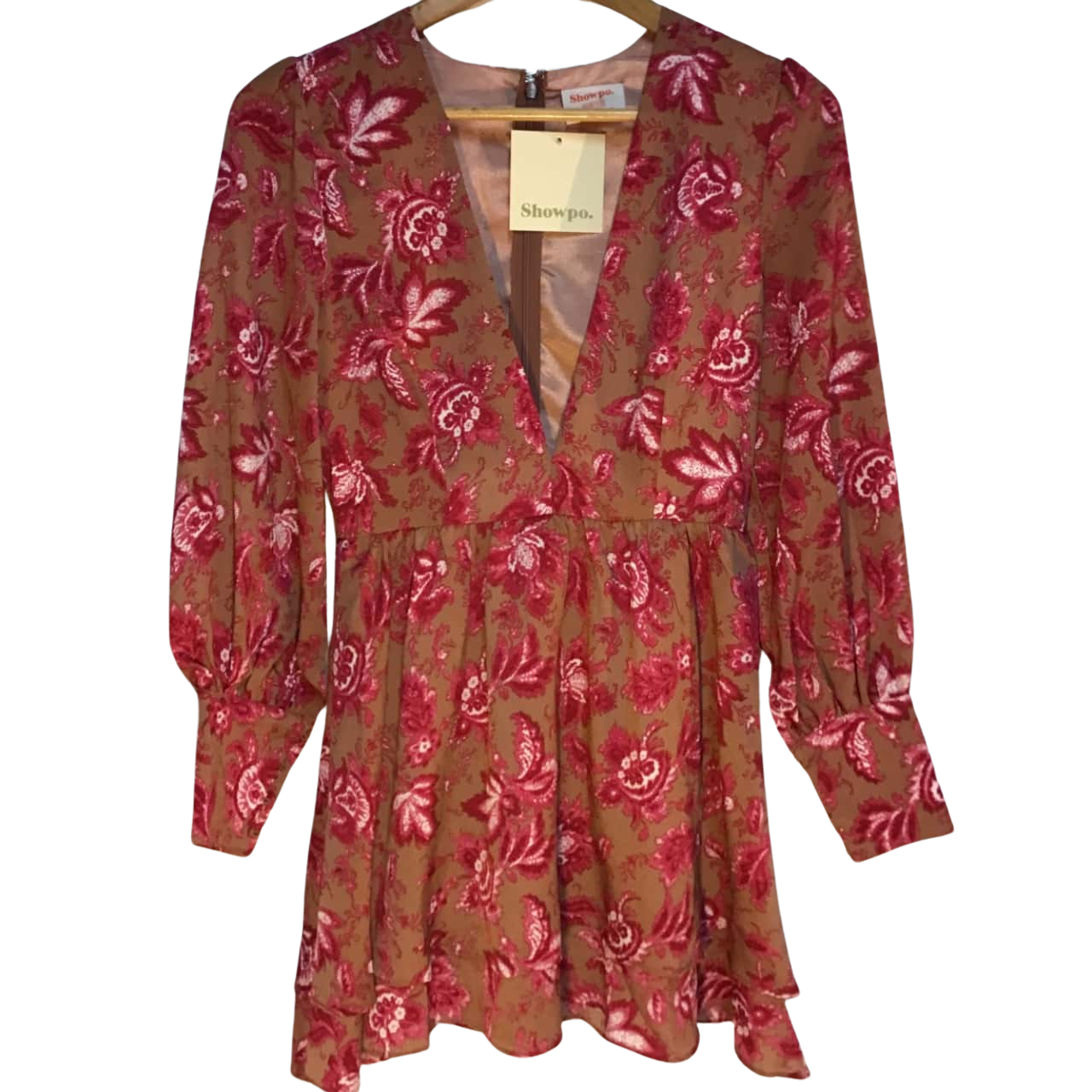 Showpo Womens Size 8 Long Sleeve Brown / Pink / White Dress(s)