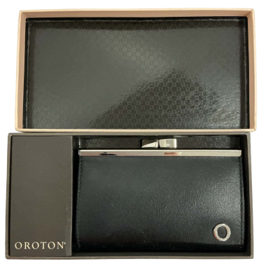 Oroton slim frame Unisex Purse Black  