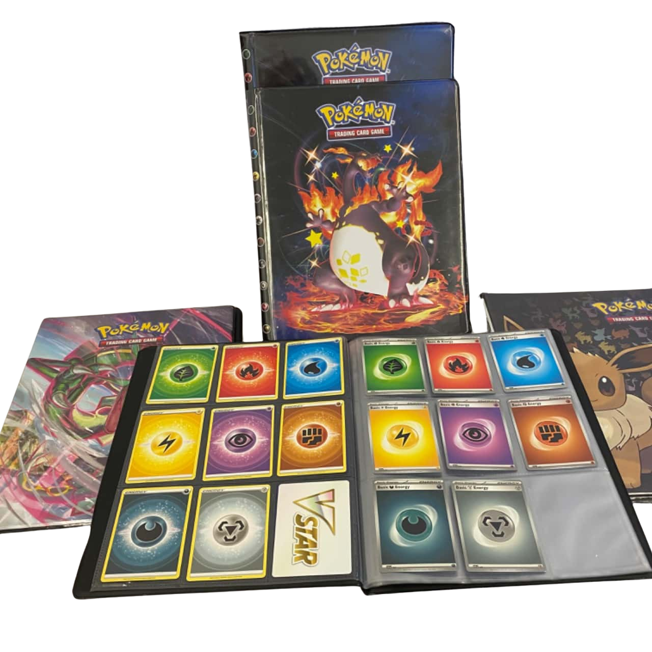 5 Pokemon Trading Card Folders (includes some cards)