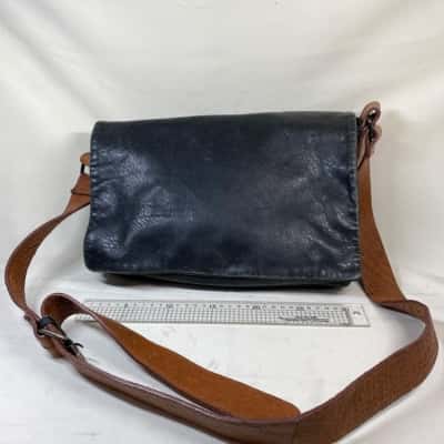 ELK LEATHER MESSENGER BAG SLOUCHY CROSS BODY WORK BAG BLACK BROWN