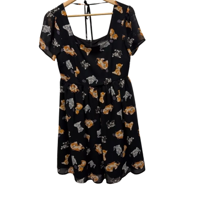 Dangerfield Womens  Size 8 Short Sleeve Dress  Animal print / Black  