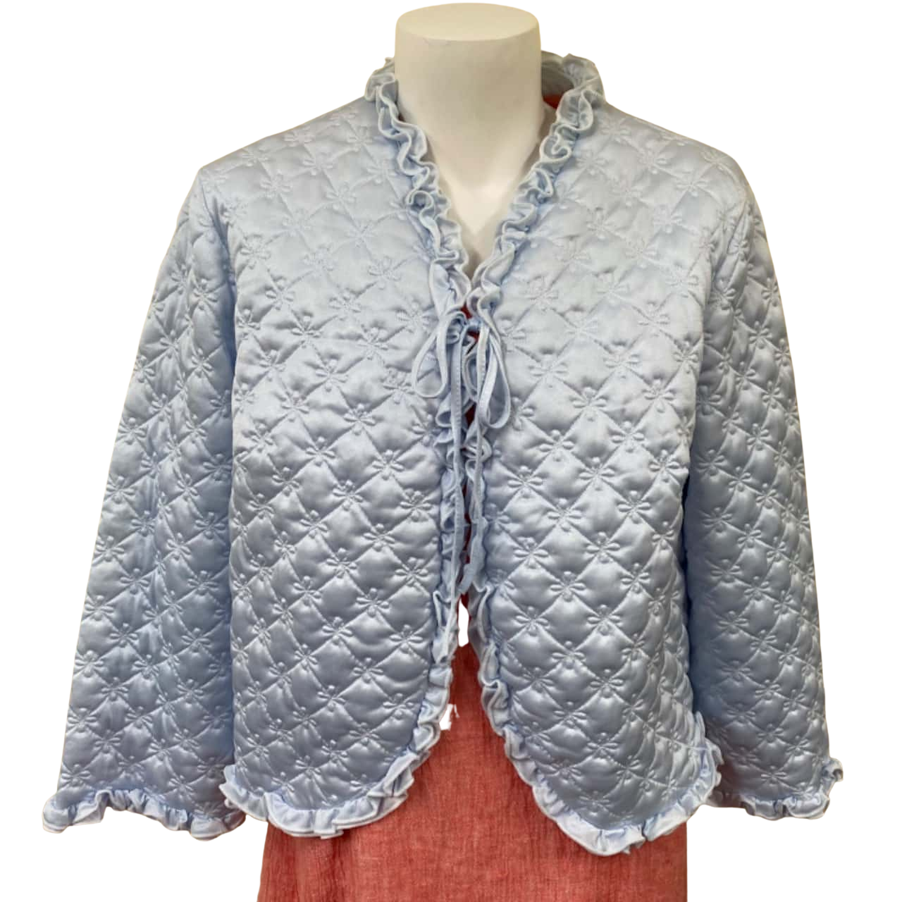 Vintage Sussan Quilted Bed Jacket Size 16 Blue (s)