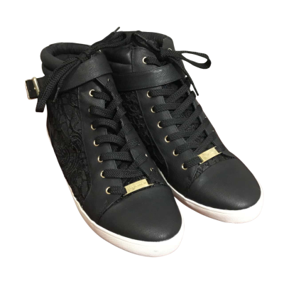  Womens  FOREVER NEW Size 39 Black Georgia High Tops Trainers. POLYESTER/CANVAS/PU/TPR