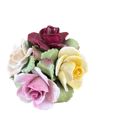 Vintage Royal Doulton England Porcelain Flowers Bouquet Basket Figurine