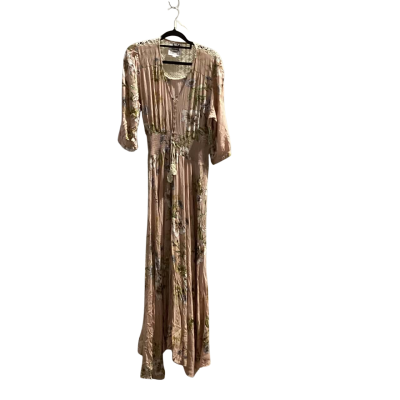 Jaase Womens Size 14 Nude Floral Short Sleeve Midi Dress