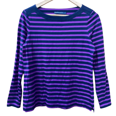 Sportscraft Navy/Purple Striped Top Size S