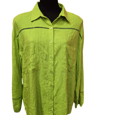 Katies Womens  Size 14 Lime Green Top Linen Blend
