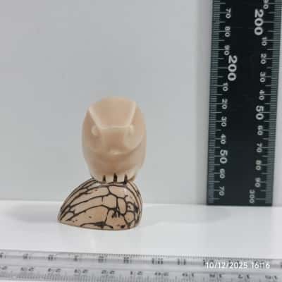 Vegetable Ivory Tagua Nut Carved Owl Decoration 