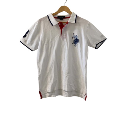 U.S. Polo Assn. Men's Polo Shirt White Size S MULTI TONAL Big Pony Logo - #3 Sleeve 