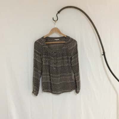 Jag Women's  Size 8 Long Sleeve Top Black  / Brown 
