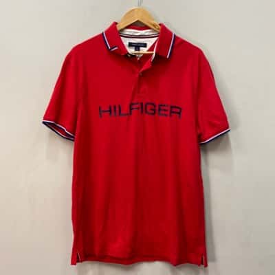 Tommy Hilfiger Mens  Size L Polo Shirt Blue / Red 