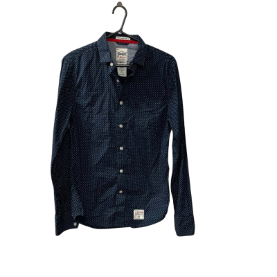 Superdry Men's  Size S Long Sleeve Shirt in Black  with White Dots/Buttons