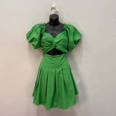  Billy J Womens  Size 12 Linen Blend Mini Dress Green 