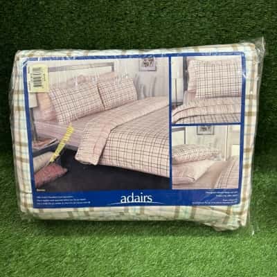 Adairs Bentley Flannelette Queen Bed Quilt Cover & Pillowcases (New)