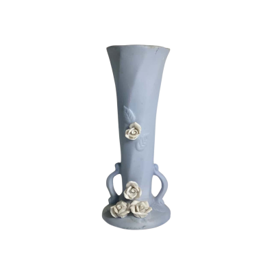 Antique floral blue porcelain vase 