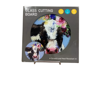 Glass Cutting Board - Flower Cow 