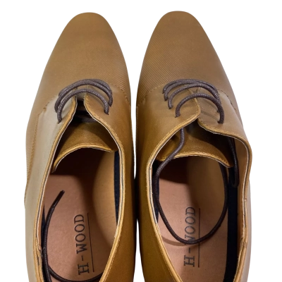  H-Wood Mens Size 8 Brown Punch Lace Shoe