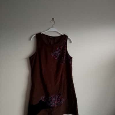  Womens  Size XL Casual Pinwale Corduroy Dress Brown 