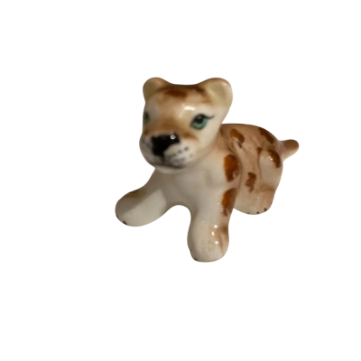 Vintage Hand Painted Porcelain Leopard Cub