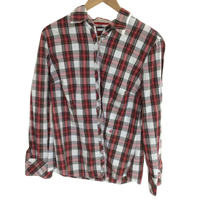 Brax Womens  Size 44 Button Up Top Red / White 