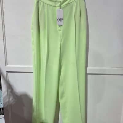 Zara Womens  Size L Straight Leg Pants Green 