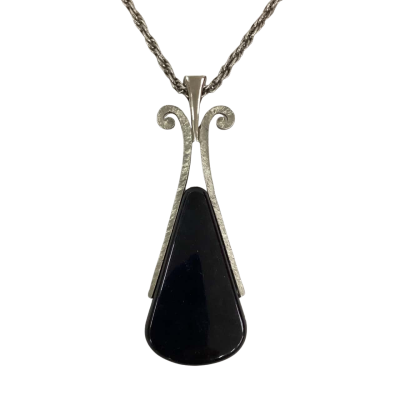 Avon Fashion Womens Necklace Black  / Silver 1960s with Box