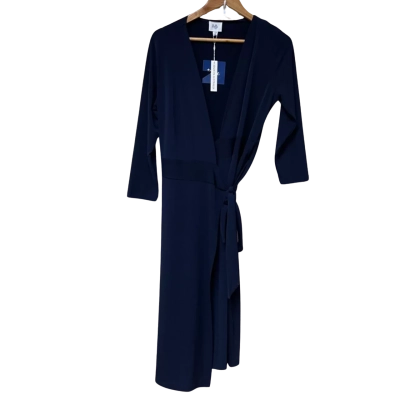 BNWT Belle Bird Womens Size 12 Wrap Dress Navy Blue