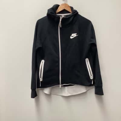 Nike Womens  Size S sweat pants and zip up jacket Black with white trim