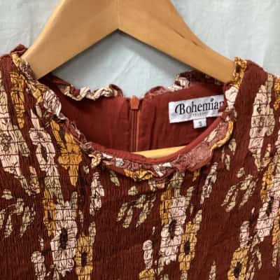 Bohemian Traders Womens  Size S Brown / Burnt Orange / Floral  Dress   K