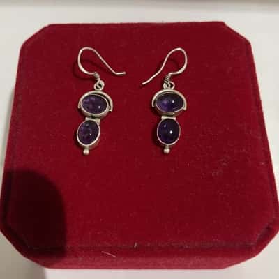  Women' Amythest Earrings - Purple / Silver 