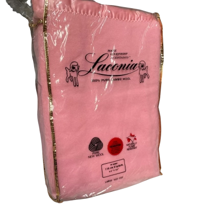 LACONIA Pink Cot Blanket. Pure Wool 