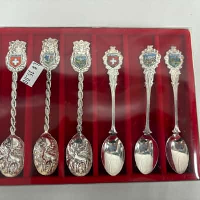 6 collectable silver spoons from Switzerland 