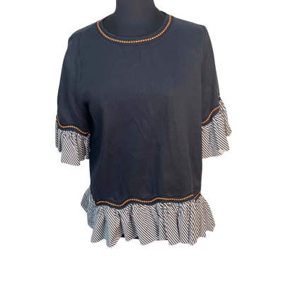 White Label Womens Black & Grey Top Size M 