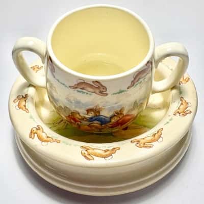 Royal Doulton Bunnykins baby bowl and two-handled mug fine bone china set